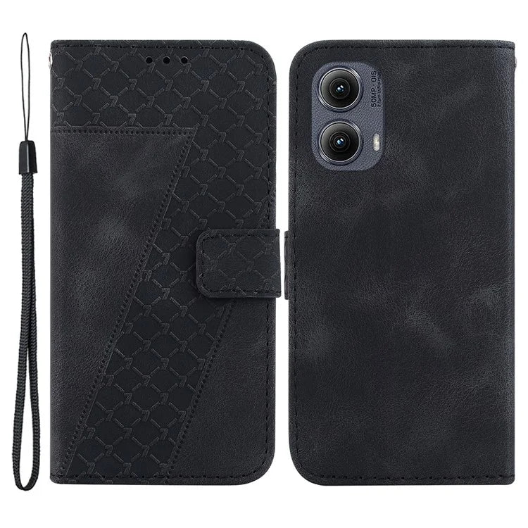 For Motorola Edge (2024) 5G Case 7-Shaped Pattern Leather Shockproof Phone Cover