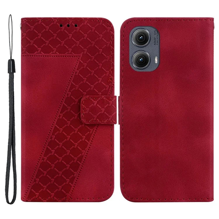 For Motorola Edge (2024) 5G Case 7-Shaped Pattern Leather Shockproof Phone Cover