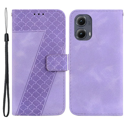 For Motorola Edge (2024) 5G Case 7-Shaped Pattern Leather Shockproof Phone Cover