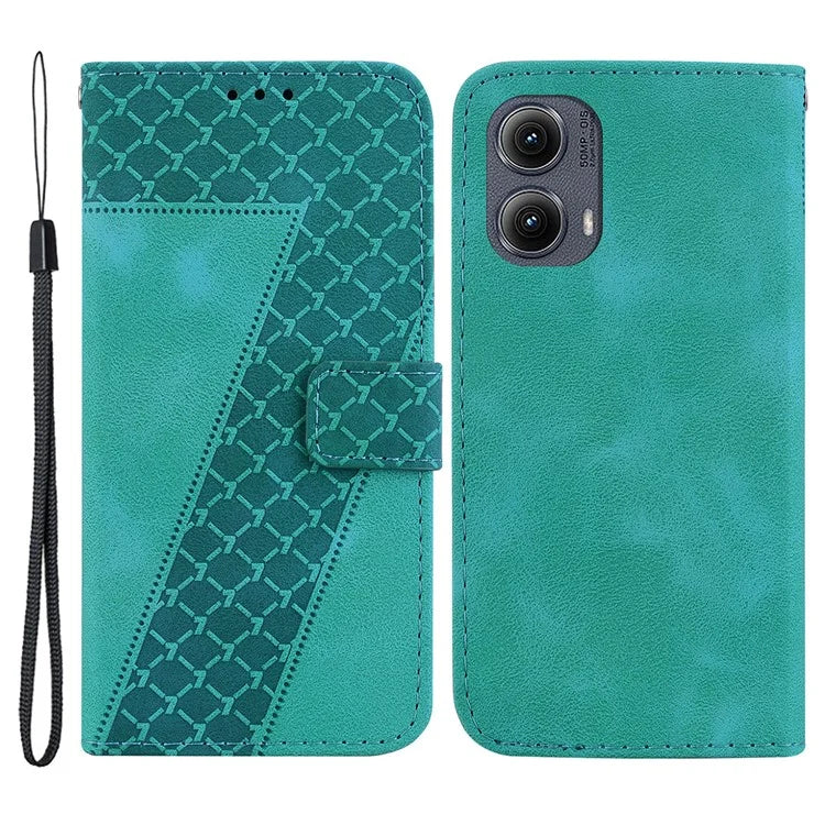 For Motorola Edge (2024) 5G Case 7-Shaped Pattern Leather Shockproof Phone Cover