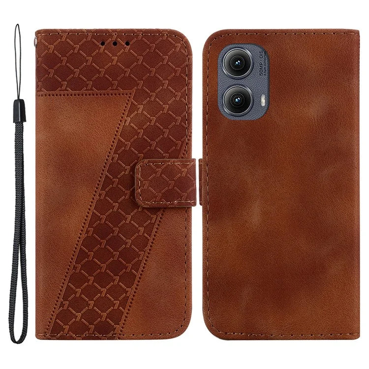 For Motorola Edge (2024) 5G Case 7-Shaped Pattern Leather Shockproof Phone Cover