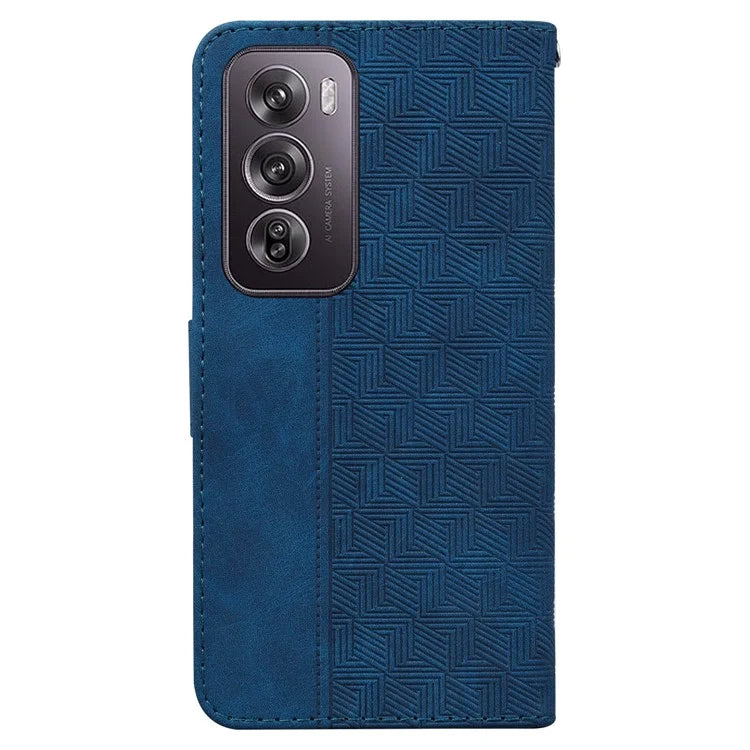 For Oppo Reno12 Pro 5G (Global) Phone Case Geometry Pattern Leather Wallet Cover