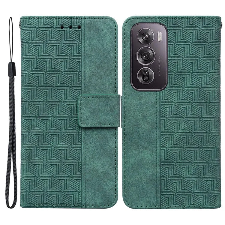 For Oppo Reno12 Pro 5G (Global) Phone Case Geometry Pattern Leather Wallet Cover