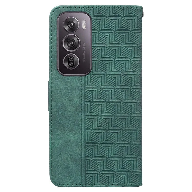 For Oppo Reno12 Pro 5G (Global) Phone Case Geometry Pattern Leather Wallet Cover