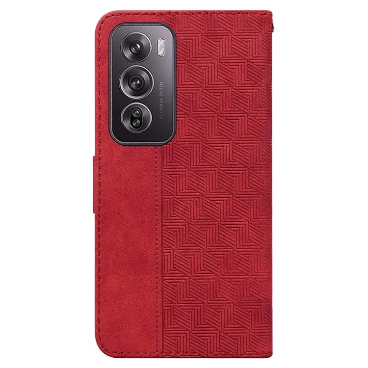 For Oppo Reno12 Pro 5G (Global) Phone Case Geometry Pattern Leather Wallet Cover