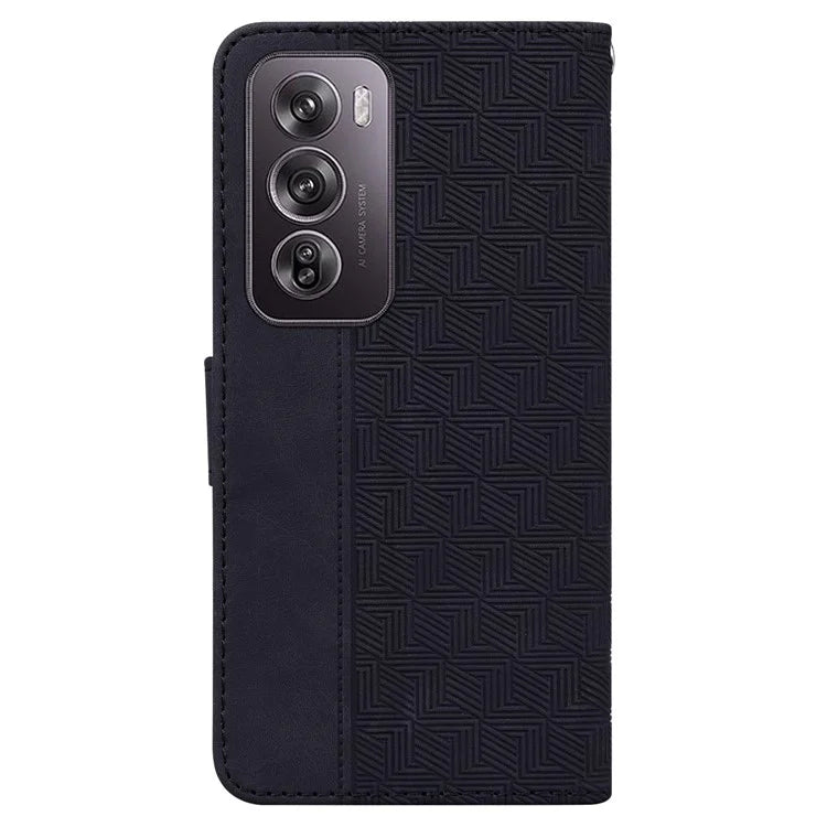 For Oppo Reno12 Pro 5G (Global) Phone Case Geometry Pattern Leather Wallet Cover