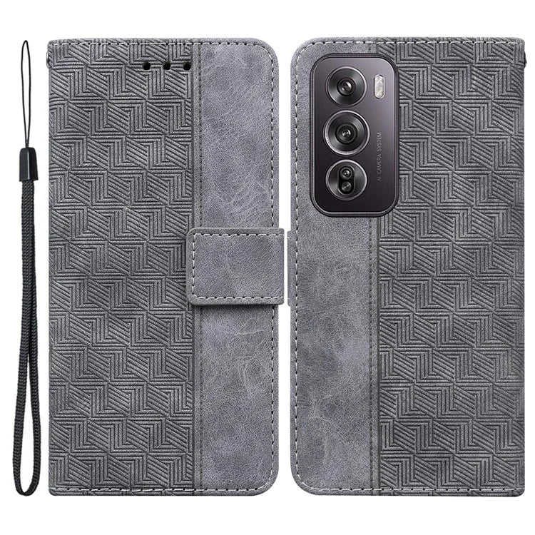 For Oppo Reno12 Pro 5G (Global) Phone Case Geometry Pattern Leather Wallet Cover