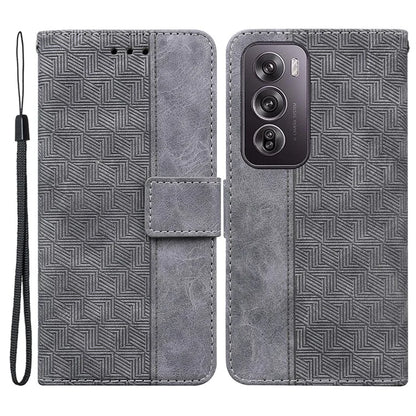 For Oppo Reno12 Pro 5G (Global) Phone Case Geometry Pattern Leather Wallet Cover