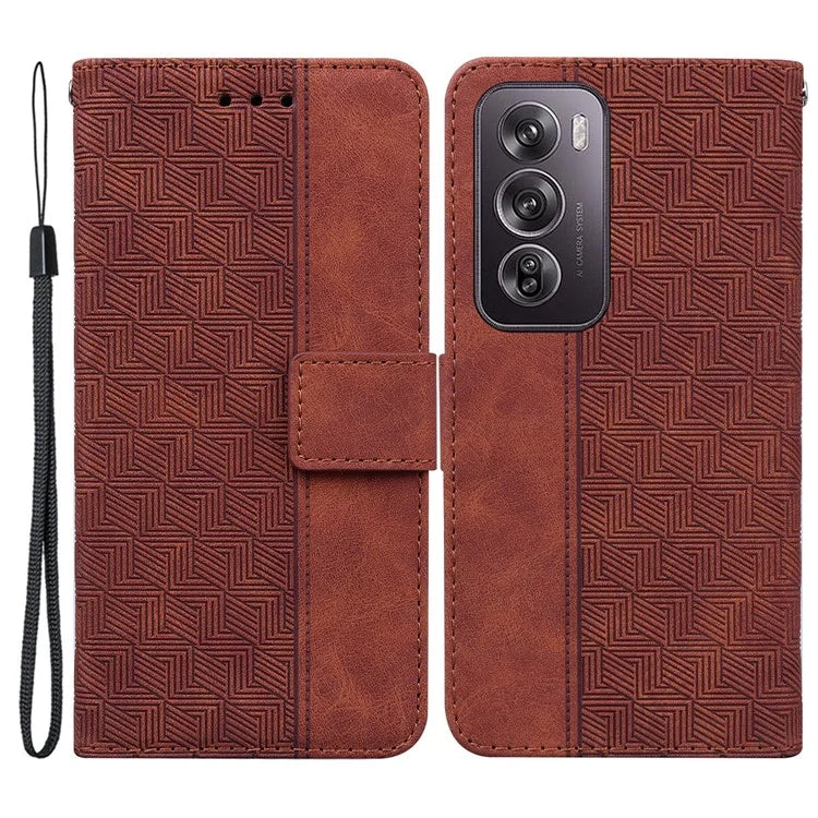 For Oppo Reno12 Pro 5G (Global) Phone Case Geometry Pattern Leather Wallet Cover