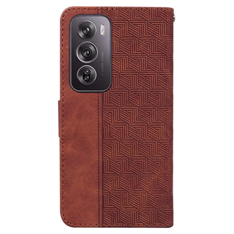 For Oppo Reno12 Pro 5G (Global) Phone Case Geometry Pattern Leather Wallet Cover