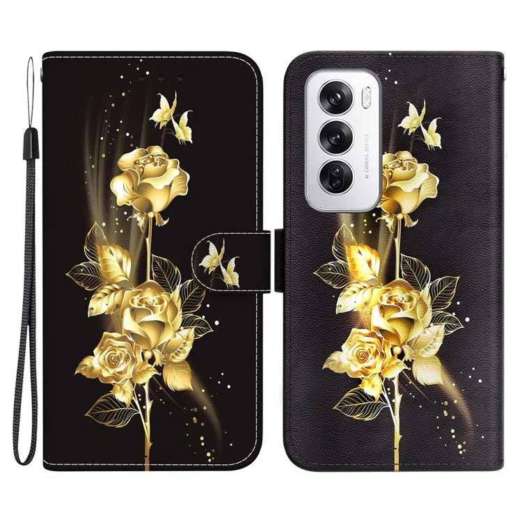 For Oppo Reno12 5G (Global) Case Leather Wallet Phone Cover Pattern Printing