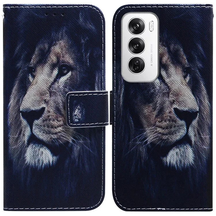 For Oppo Reno12 5G (Global) Case Pattern Print Leather Wallet Phone Cover