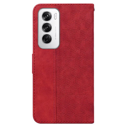 For Oppo Reno12 5G (Global) Wallet Phone Case Geometry Pattern Leather Flip Cover