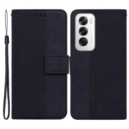 For Oppo Reno12 5G (Global) Wallet Phone Case Geometry Pattern Leather Flip Cover