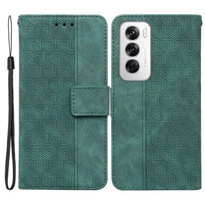 For Oppo Reno12 5G (Global) Wallet Phone Case Geometry Pattern Leather Flip Cover