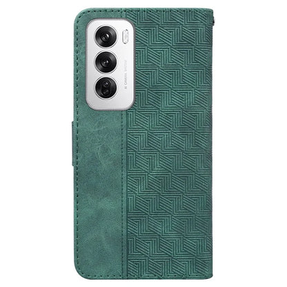 For Oppo Reno12 5G (Global) Wallet Phone Case Geometry Pattern Leather Flip Cover