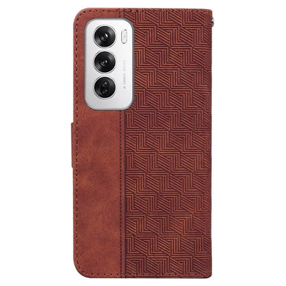 For Oppo Reno12 5G (Global) Wallet Phone Case Geometry Pattern Leather Flip Cover