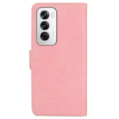 For Oppo Reno12 5G (Global) Wallet Case Solid Color Leather Phone Cover
