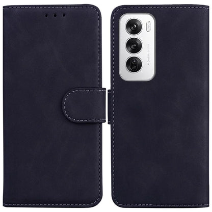 For Oppo Reno12 5G (Global) Wallet Case Solid Color Leather Phone Cover