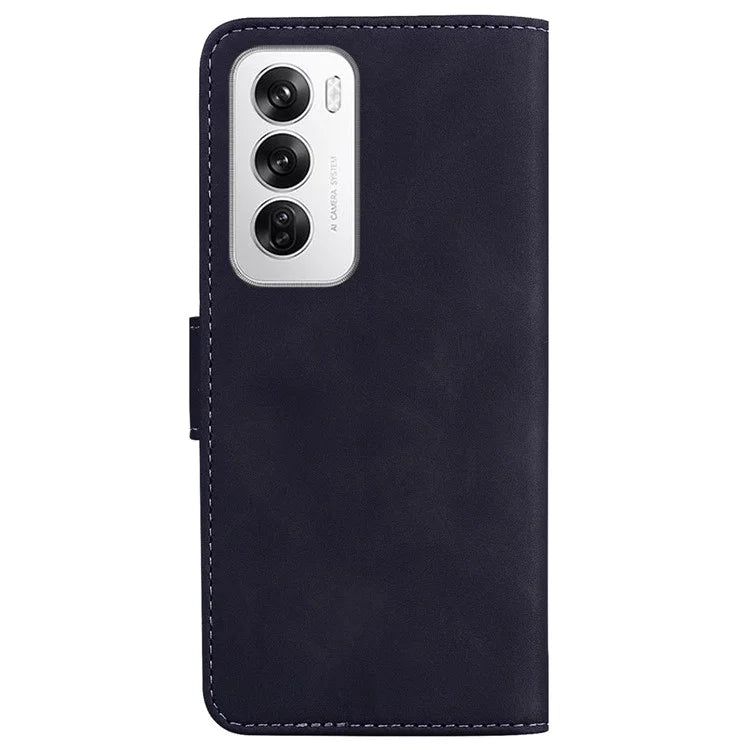 For Oppo Reno12 5G (Global) Wallet Case Solid Color Leather Phone Cover