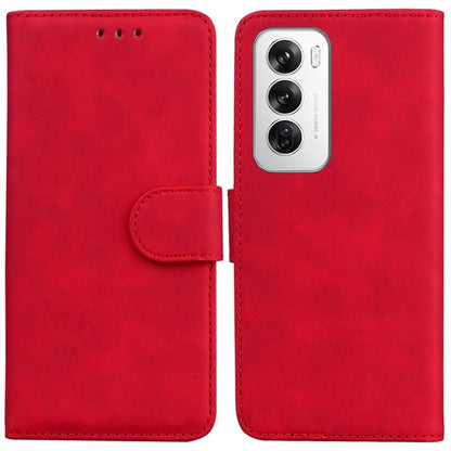 For Oppo Reno12 5G (Global) Wallet Case Solid Color Leather Phone Cover