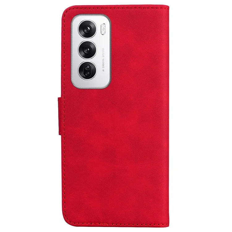 For Oppo Reno12 5G (Global) Wallet Case Solid Color Leather Phone Cover