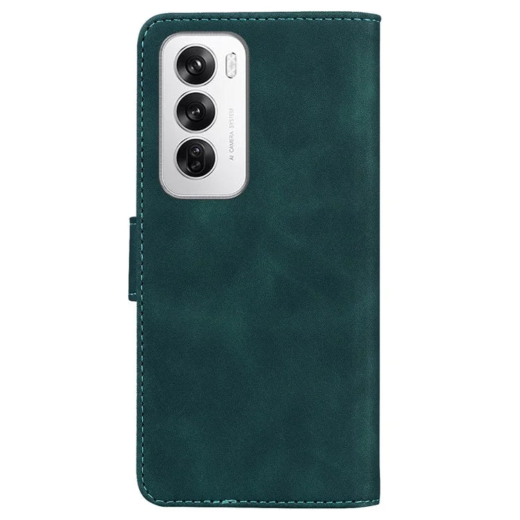 For Oppo Reno12 5G (Global) Wallet Case Solid Color Leather Phone Cover