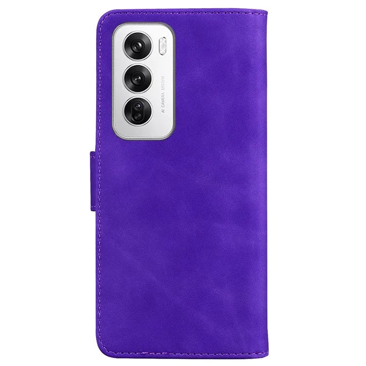 For Oppo Reno12 5G (Global) Wallet Case Solid Color Leather Phone Cover