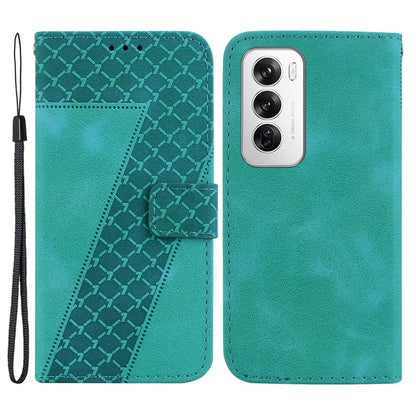 For Oppo Reno12 5G (Global) Case 7-Shaped Pattern Imprint Leather Phone Cover