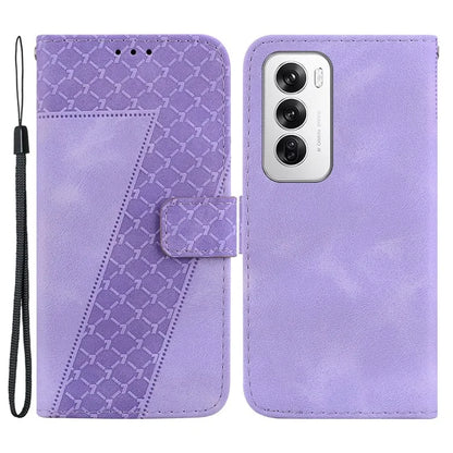 For Oppo Reno12 5G (Global) Case 7-Shaped Pattern Imprint Leather Phone Cover