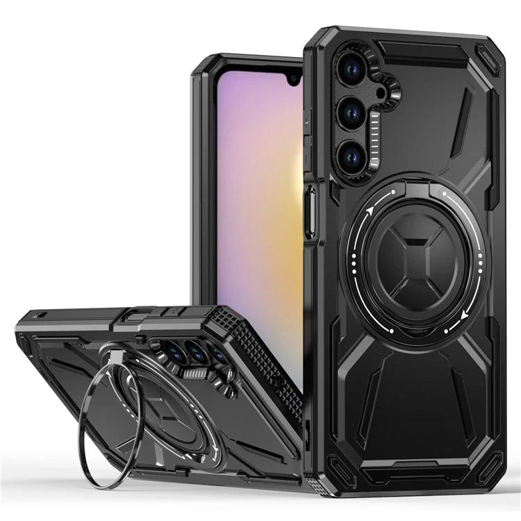 For Samsung Galaxy A25 5G (Global) (161.0 X 76.5 X 8.3mm) Magnetic Case Kickstand Hybrid Phone Cover