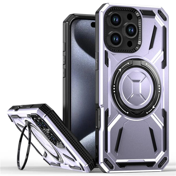 For iPhone 16 Pro Max Kickstand Case TPU+PC Magnetic Phone Cover
