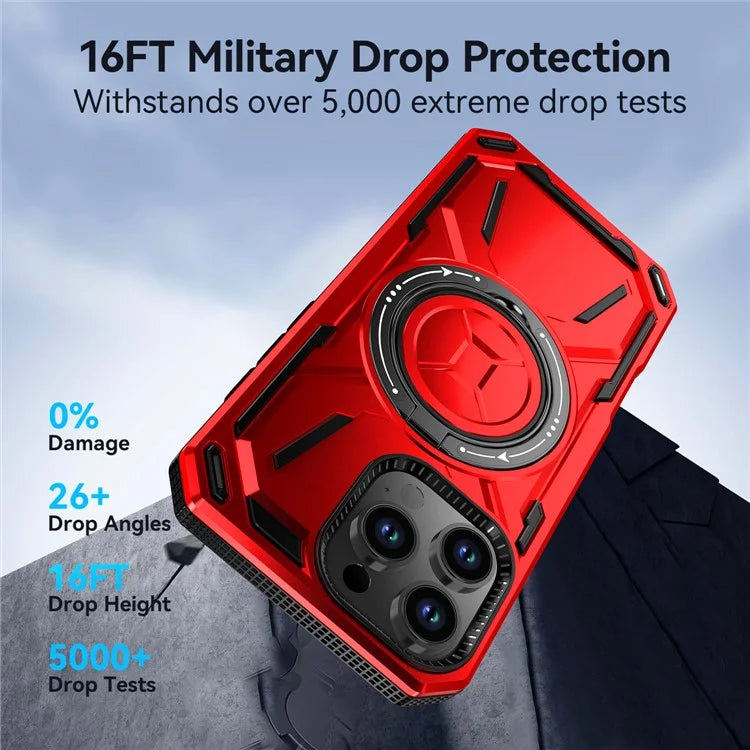 For iPhone 16 Pro Max Kickstand Case TPU+PC Magnetic Phone Cover