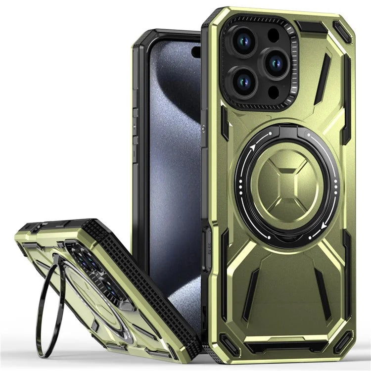 For iPhone 16 Pro Max Kickstand Case TPU+PC Magnetic Phone Cover