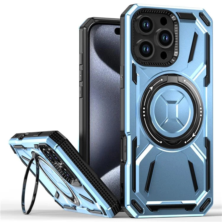 For iPhone 16 Pro Max Kickstand Case TPU+PC Magnetic Phone Cover