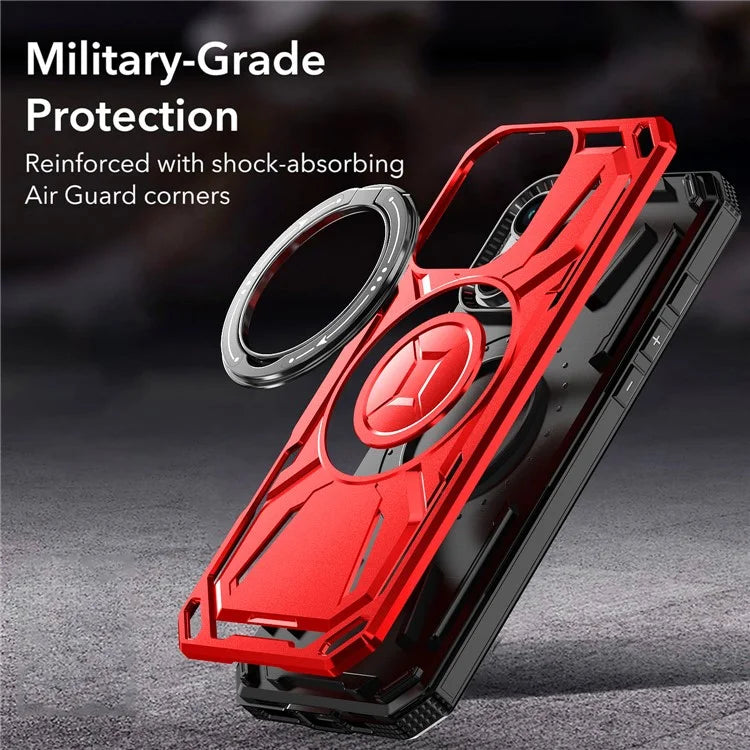 For iPhone 16 Pro Max Kickstand Case TPU+PC Magnetic Phone Cover