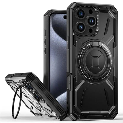 For iPhone 16 Pro Max Kickstand Case TPU+PC Magnetic Phone Cover