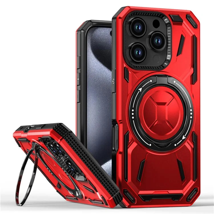 For iPhone 16 Pro Case TPU+PC Magnetic Phone Cover with Kickstand