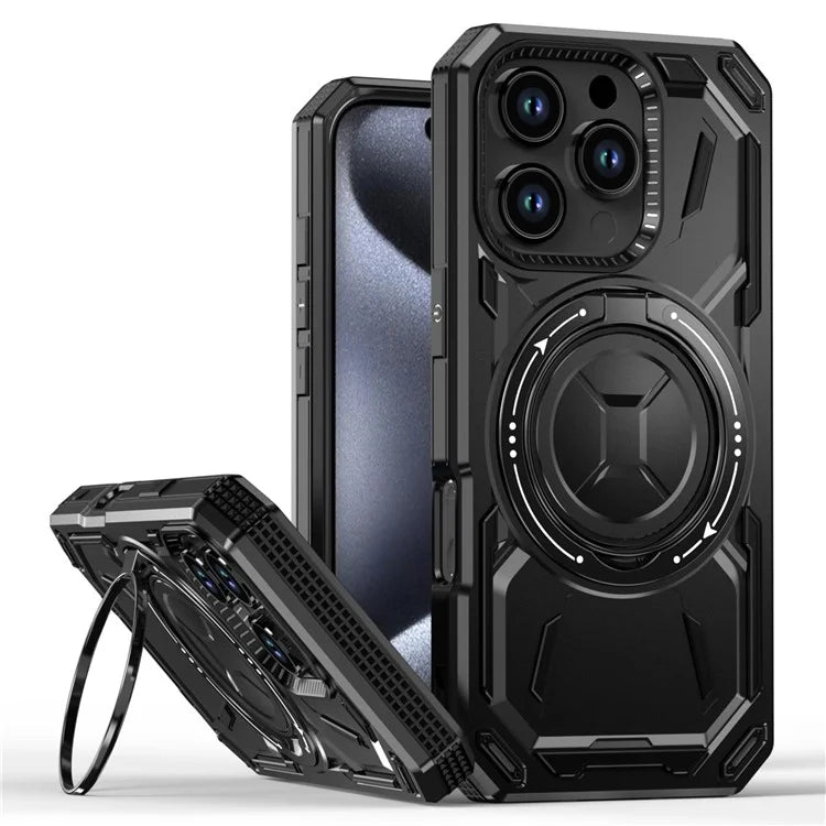 For iPhone 16 Pro Case TPU+PC Magnetic Phone Cover with Kickstand