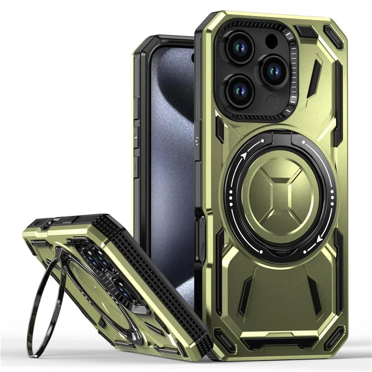 For iPhone 16 Pro Case TPU+PC Magnetic Phone Cover with Kickstand