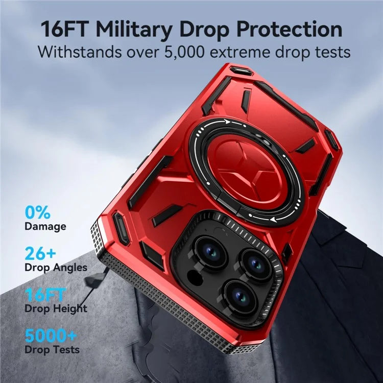 For iPhone 16 Pro Case TPU+PC Magnetic Phone Cover with Kickstand