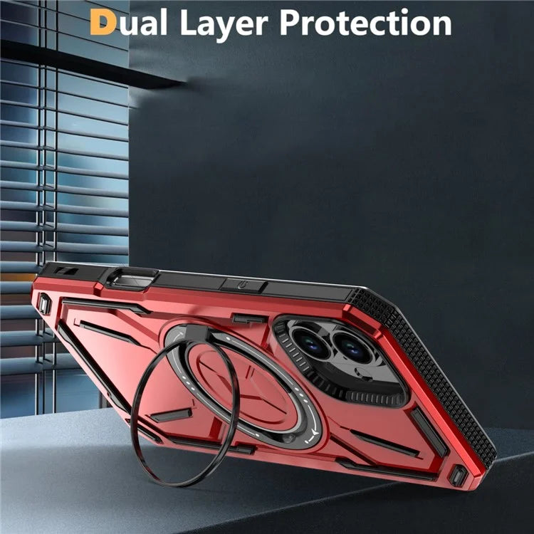 For iPhone 16 Plus Case TPU+PC Magnetic Phone Cover with Kickstand