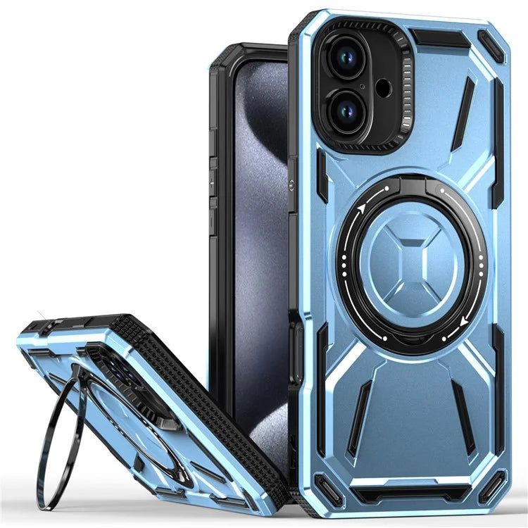 For iPhone 16 Plus Case TPU+PC Magnetic Phone Cover with Kickstand