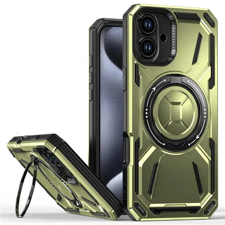 For iPhone 16 Plus Case TPU+PC Magnetic Phone Cover with Kickstand