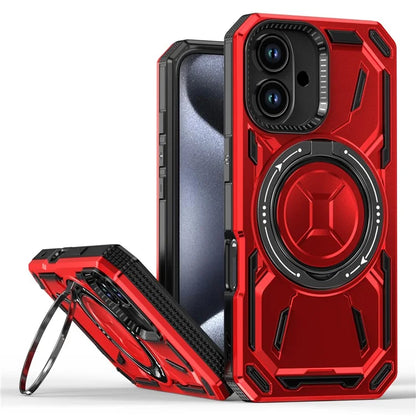 For iPhone 16 Magnetic Case TPU+PC Kickstand Phone Cover