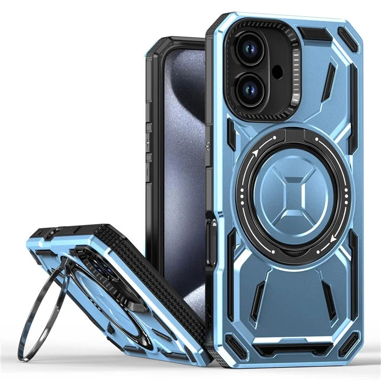 For iPhone 16 Magnetic Case TPU+PC Kickstand Phone Cover