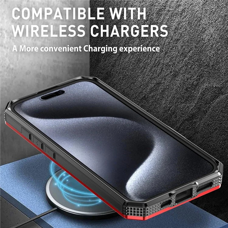 For iPhone 16 Magnetic Case TPU+PC Kickstand Phone Cover