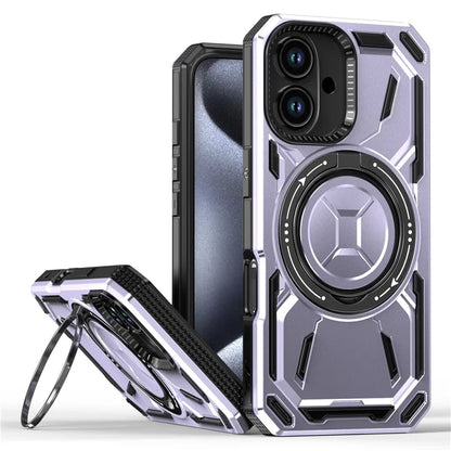 For iPhone 16 Magnetic Case TPU+PC Kickstand Phone Cover