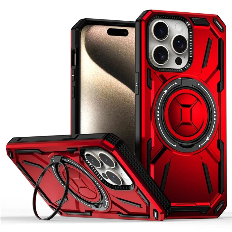 For iPhone 15 Pro Max Magnetic Case Hybrid Phone Cover with Kickstand