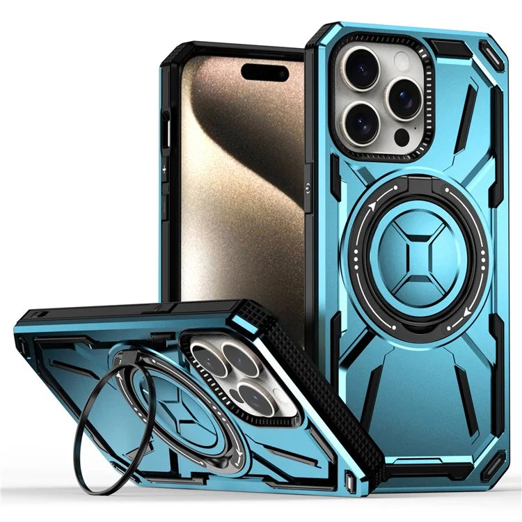 For iPhone 15 Pro Max Magnetic Case Hybrid Phone Cover with Kickstand